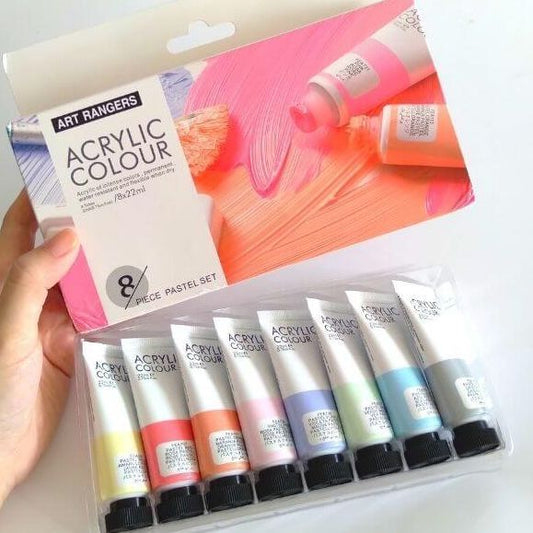 Art Rangers Acrylic Assorted Pastel Paint Tubes Set of 8 Shades 22ml