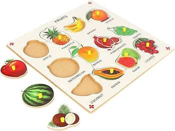 Fruit Shapes and Names Wooden Puzzle Board For Kids