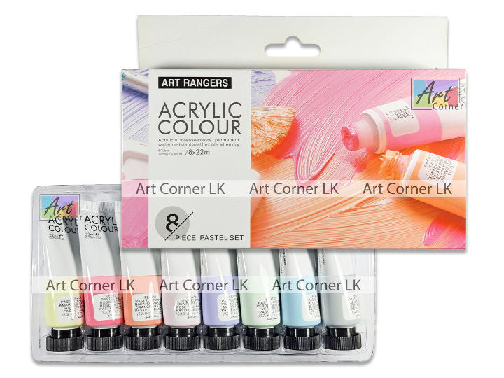Art Rangers Acrylic Assorted Pastel Paint Tubes Set of 8 Shades 22ml