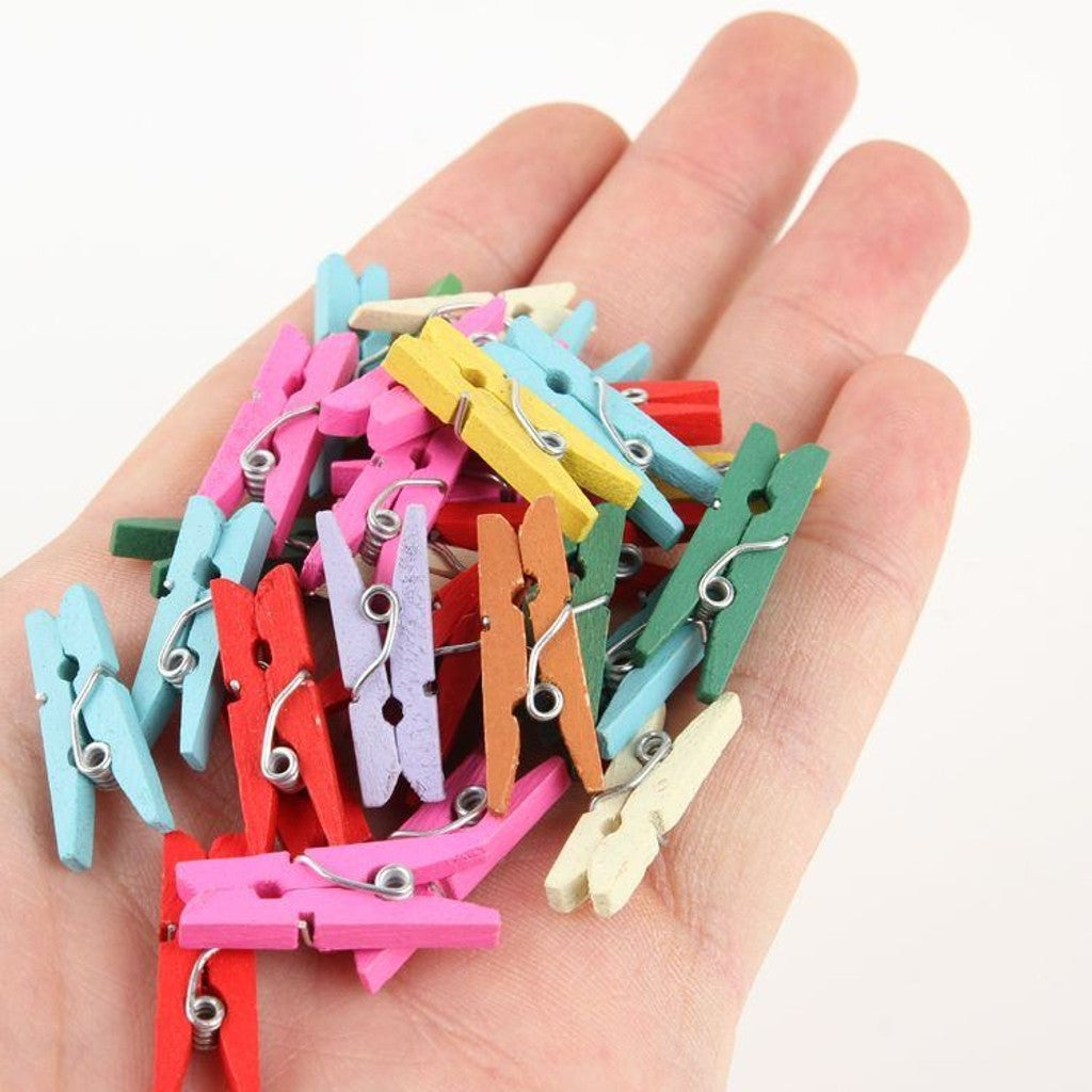 Pack Of 50Pcs Multicolour Wooden Pegs