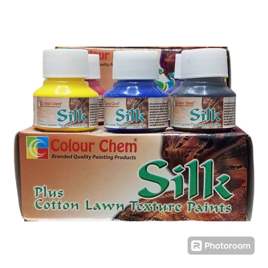 Pack of 6 colorchem silk fabric paints - multicolors