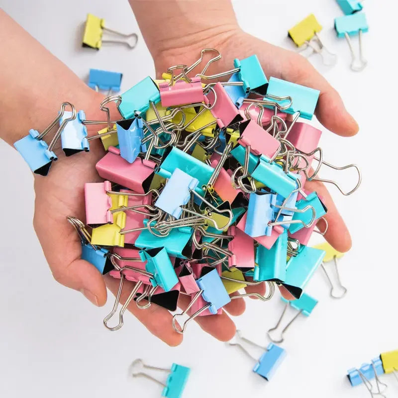 Tempered Steel 19MM Pastel Color Binder Clip Jar 40 Clips
