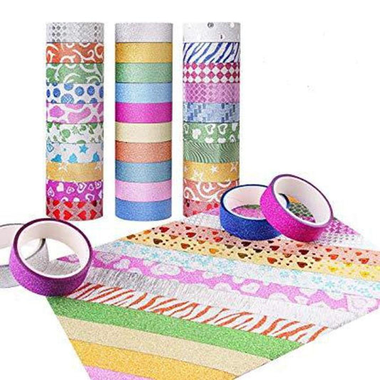 Pack of 12 Decorative Washi Tape - Glitter Tape