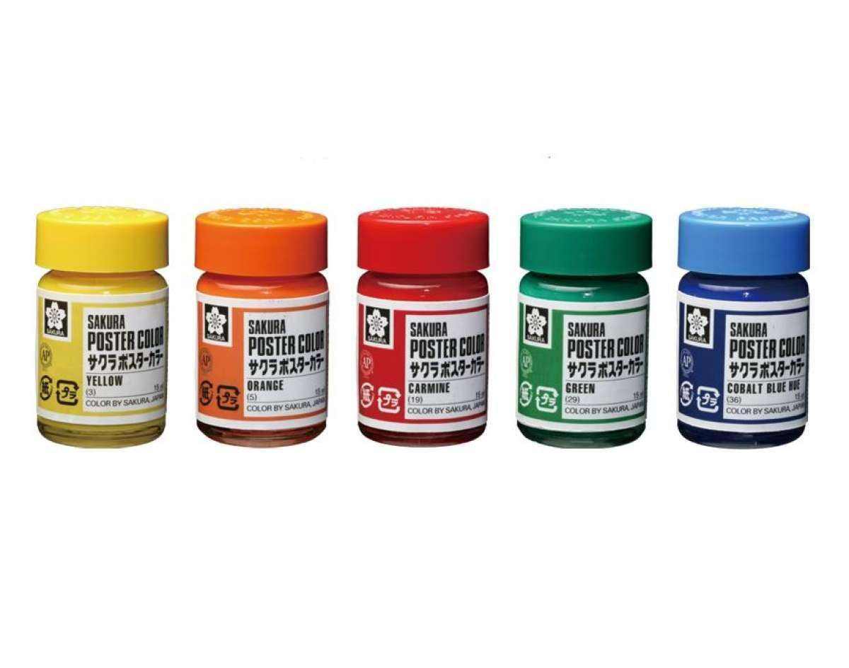 Sakura Poster Colour Pack Of 5 - Basic Poster Colors