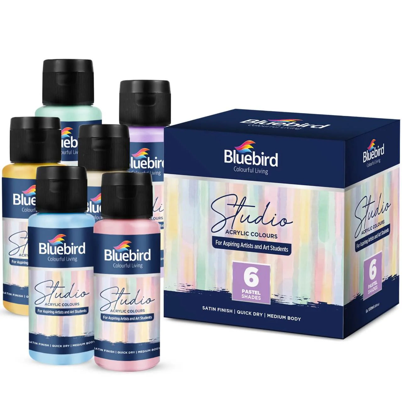 BLUE BIRD STUDIO Acrylic Paints Pastel Shades
