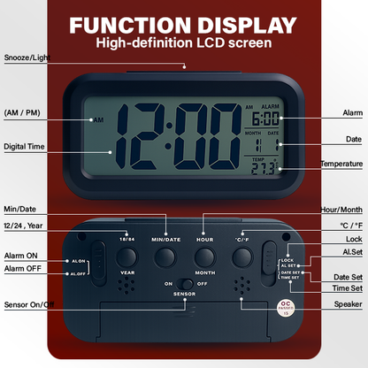 Smart Digital LED Alarm Clock with Temperature & Date