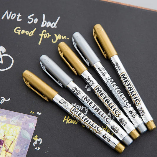Metallic markers pack available in Golden and Silver colours Pack of 3