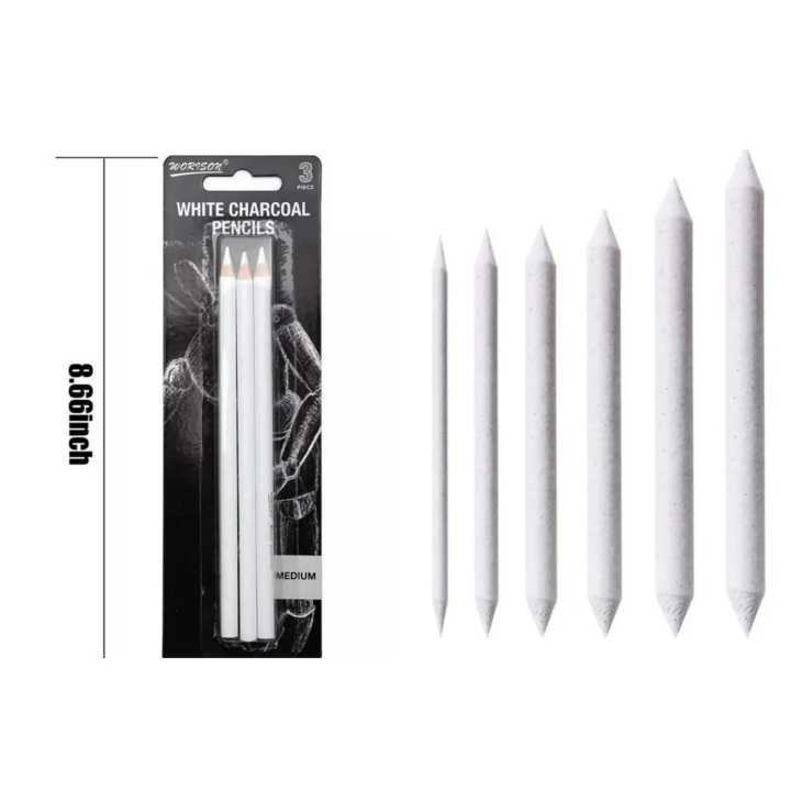 White Charcoal Pencil And Charcoal Blender 6 pcs set