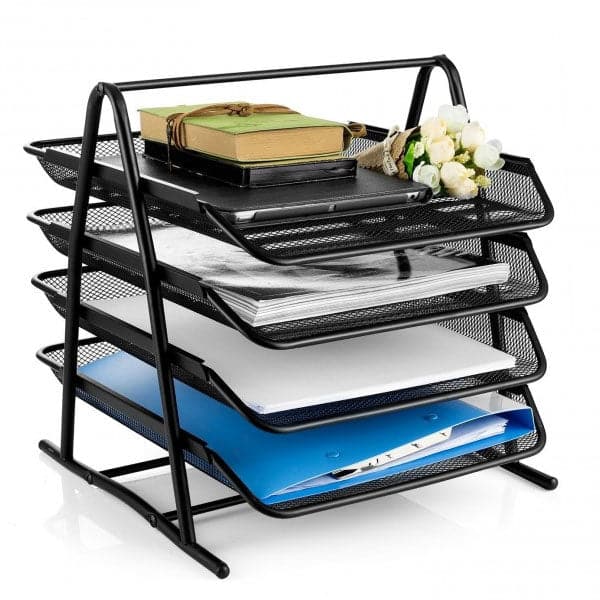 Heavy Duty Metal 4 Tier Letter Tray