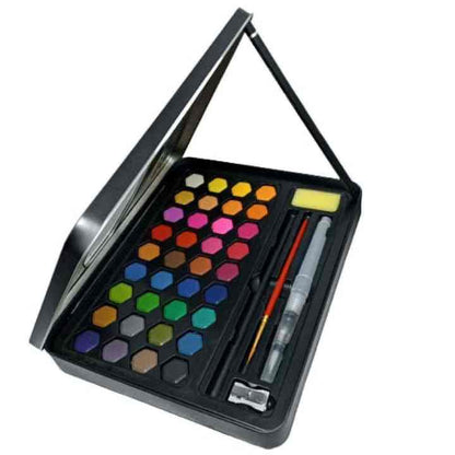 Keep_Smiling 36 Colors Solid Watercolor Paints With Painting brush