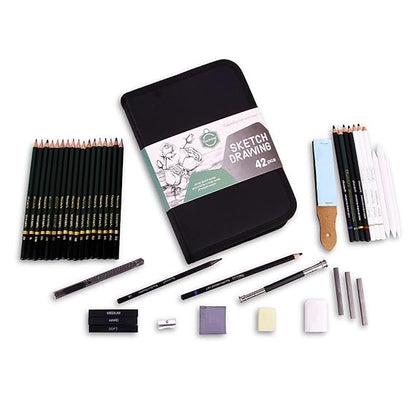 42 pcs Professional Sketch and Drawing pencils set kit