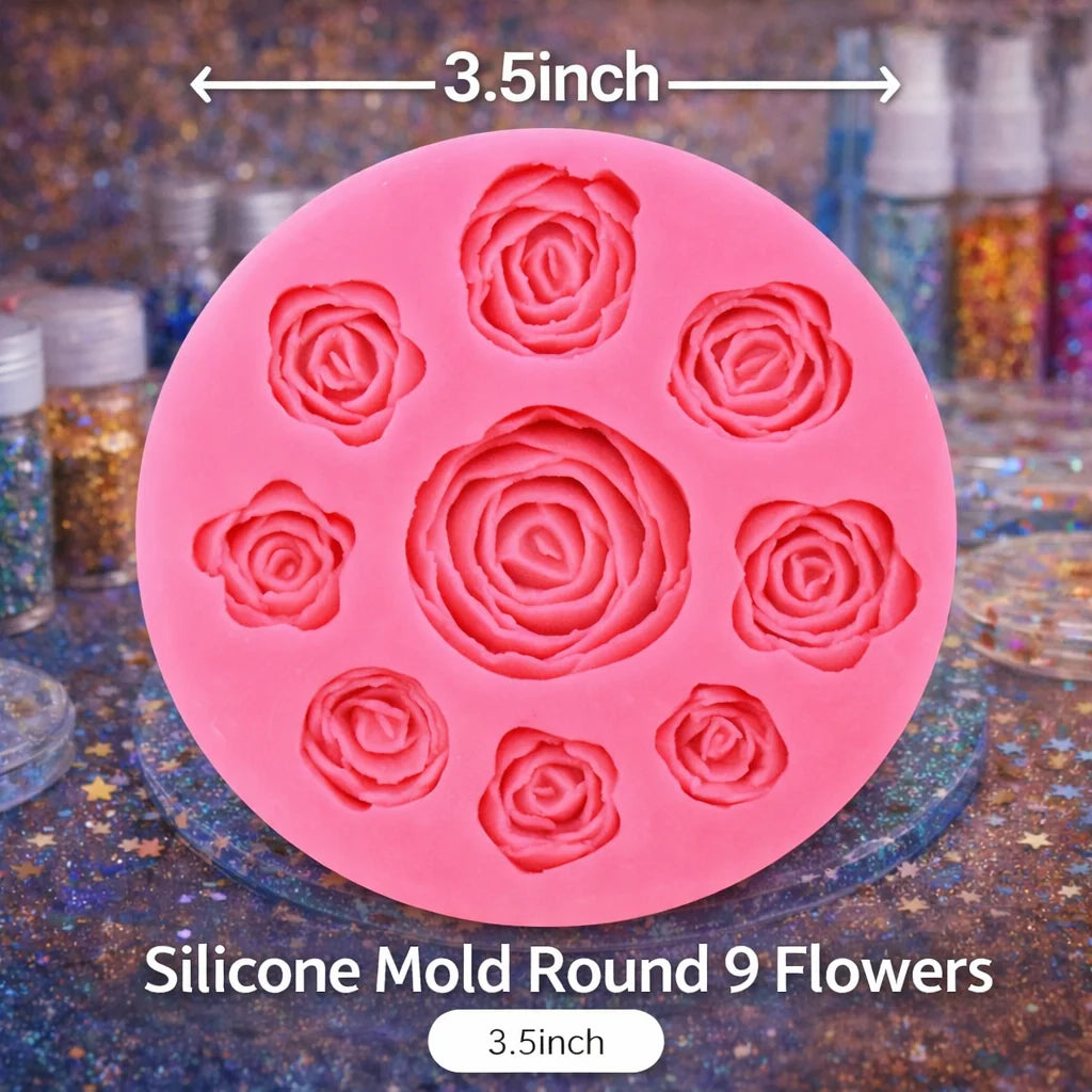 Rose flower Silicon Mold 9 cavity