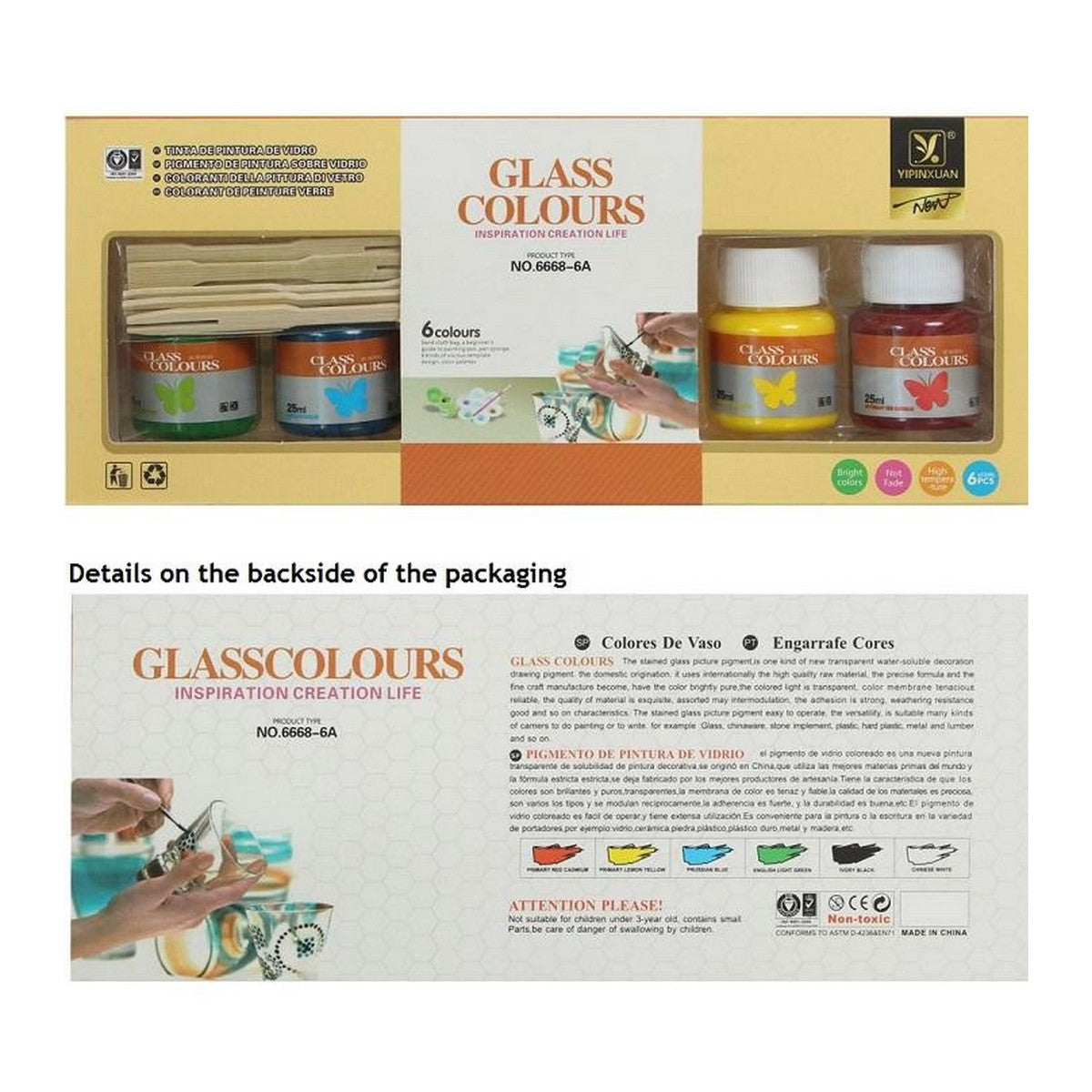 Pack Of 6 - Glass Colors - Multi Colors