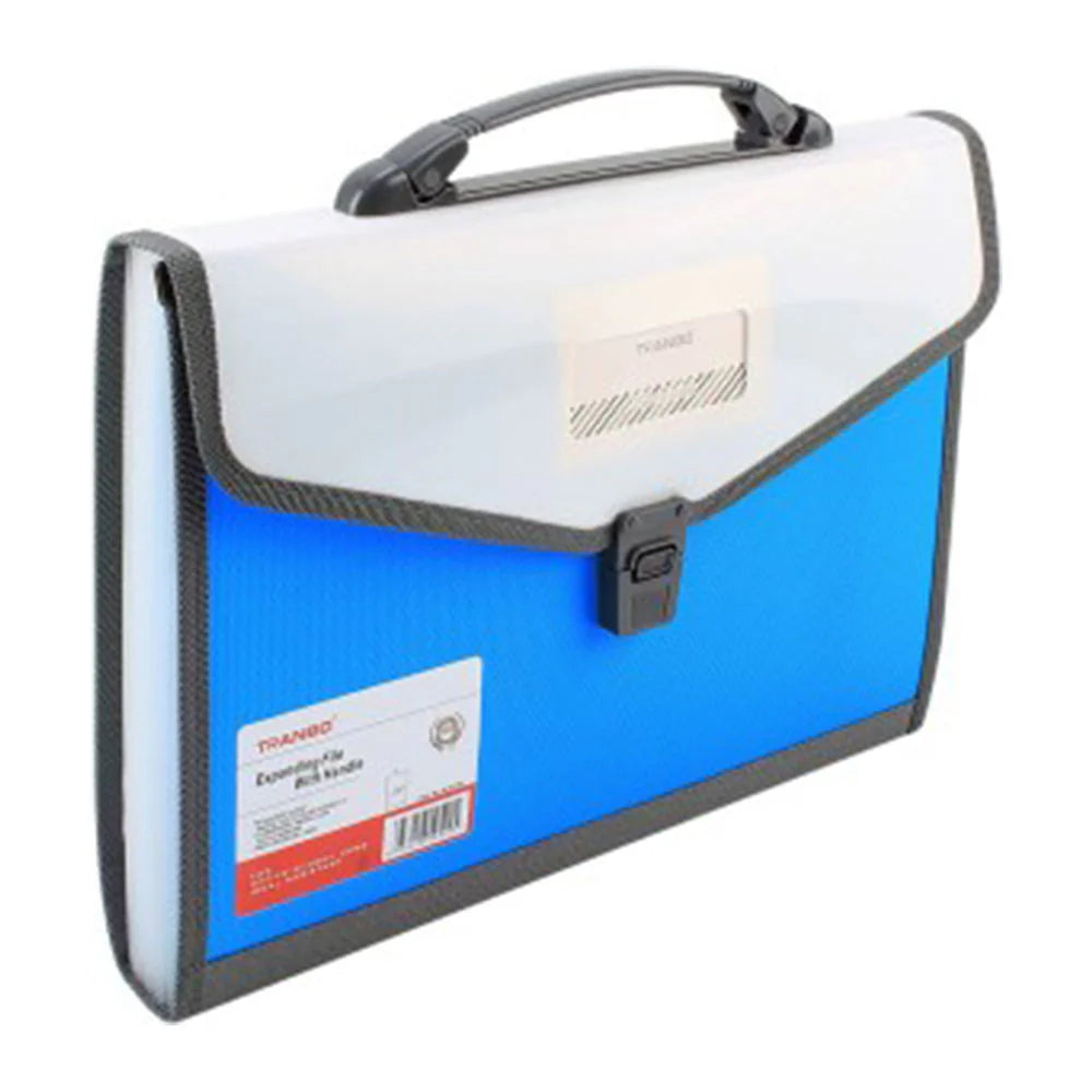 Tranbo Plastic Expanding Bag File Folder With 13 Section Pockets - Blue