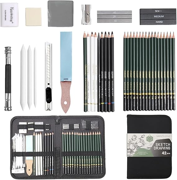 42 pcs Professional Sketch and Drawing pencils set kit