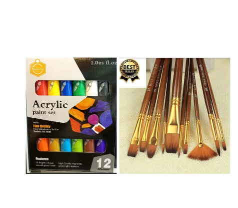 Deal No 4 Acrylic Paint Set and Brush Set