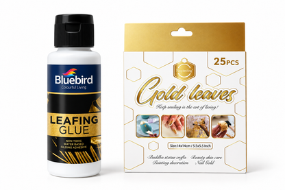 Pack of 2 Leafing Glue & Golden Foil Leaves