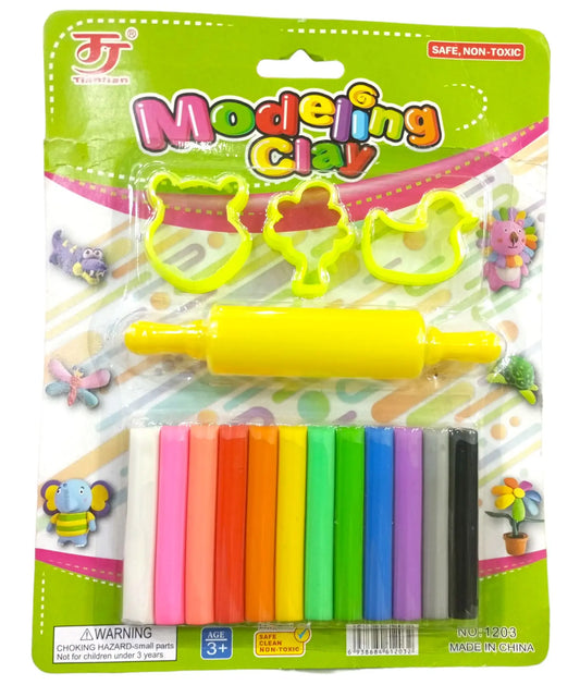 Pack of 12 modeling clay with roller