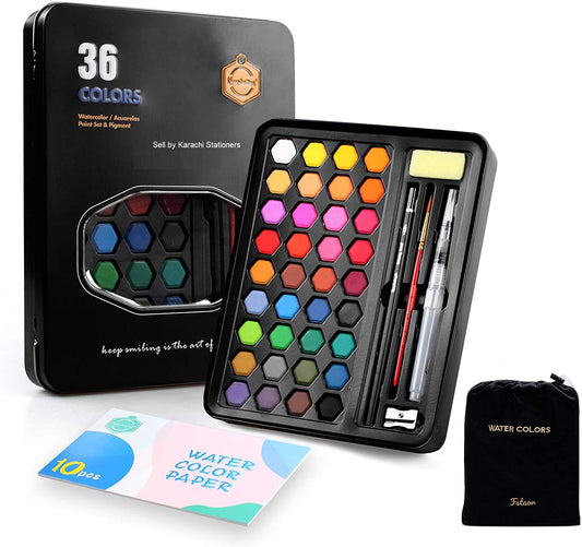 Keep_Smiling 36 Colors Solid Watercolor Paints With Painting brush