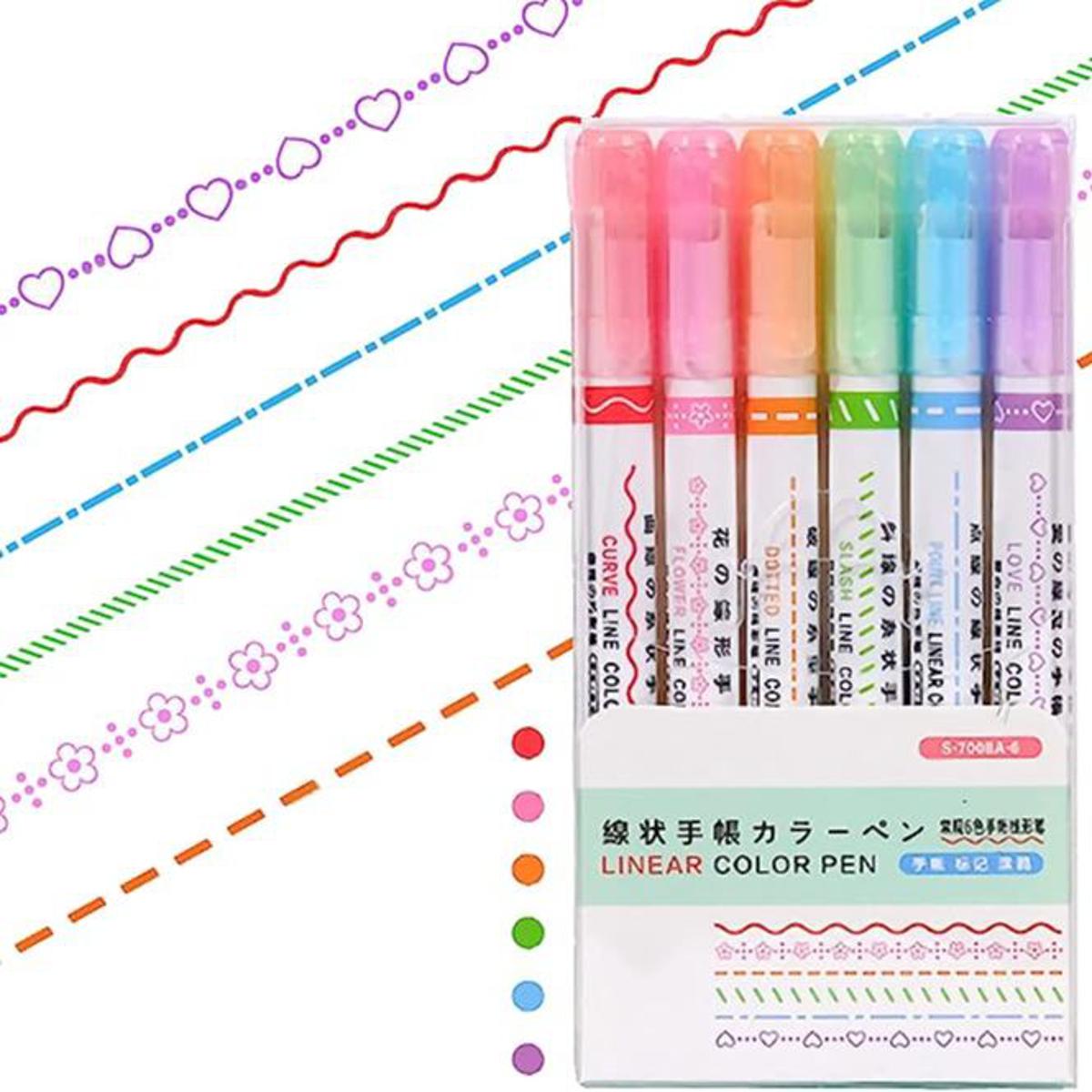 6 pcs curve shapes roller markers set