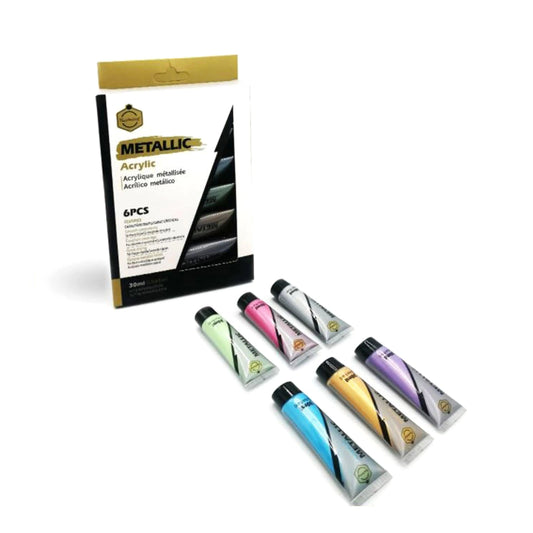 Keep Smiling Metallic Acrylic Paint Pack Of 6